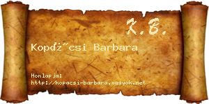 Kopácsi Barbara névjegykártya